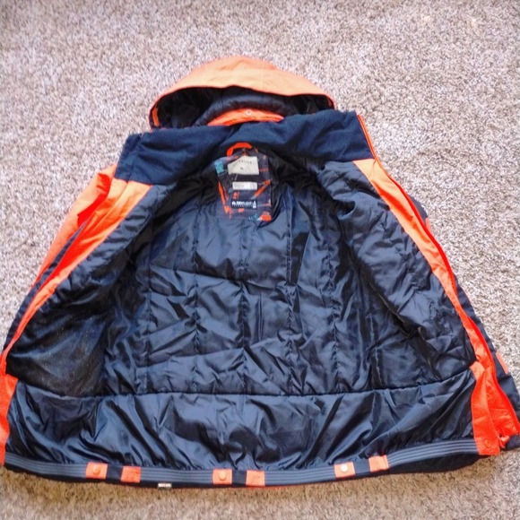 Quiksilver Boys XL 14 Jacket Orange DryFlight 10K Gorpcore Snow Hooded - Picture 4 of 5